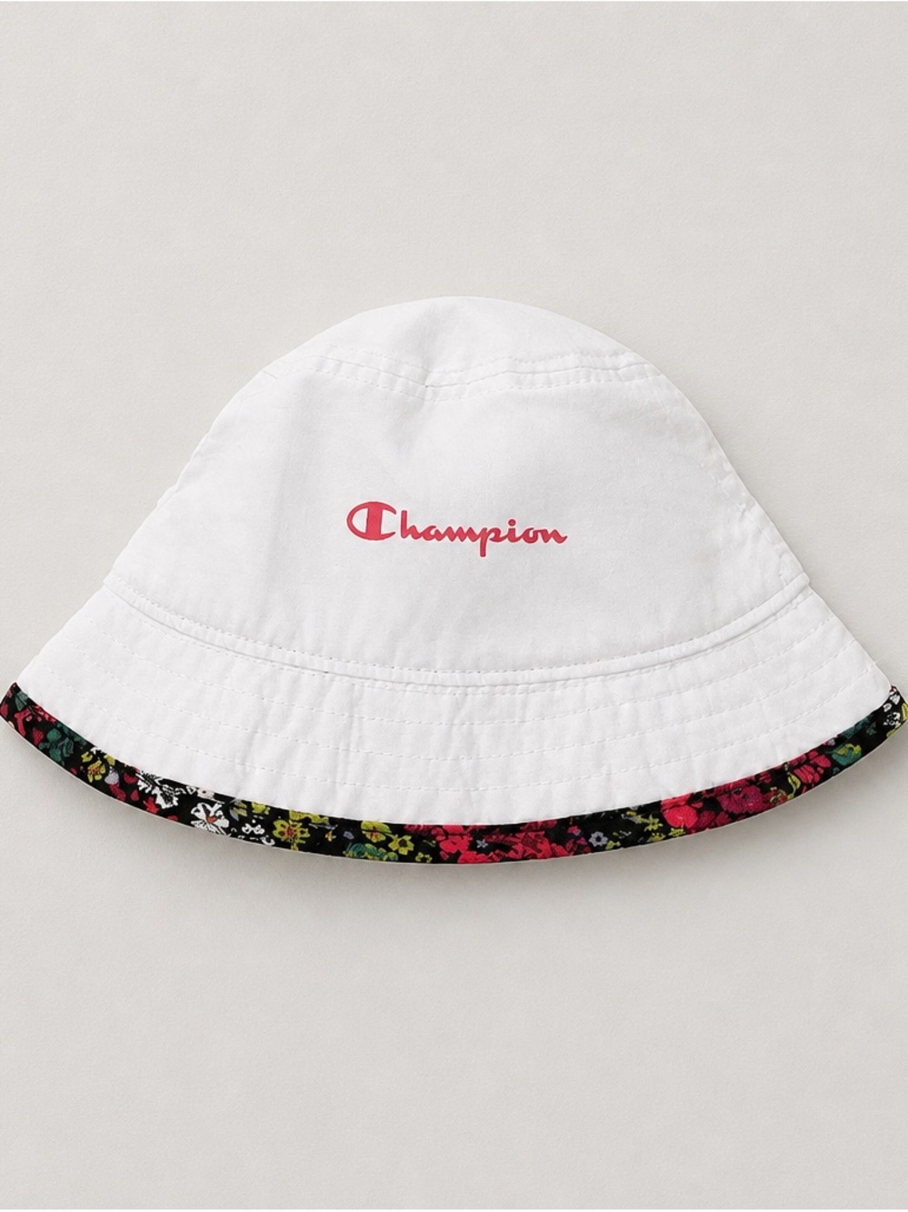 Champion White Bucket Hat with Floral Trim